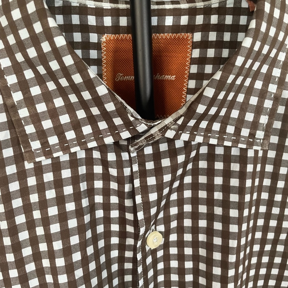 Tommy Bahama Brown and White Checkered Shirt - Picture 2 of 7
